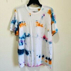 Hanes Unisex Tie Dye Cotton T-Shirt in Size Large
